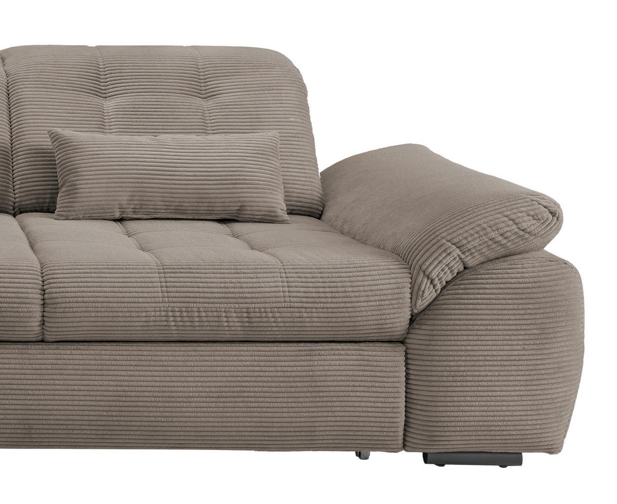 Ecksofa mit Bettkasten Rigatti ca. 184x314 cm Graubraun - Graubraun/Schwarz, MODERN, Textil/Metall (184/314cm) - Livetastic