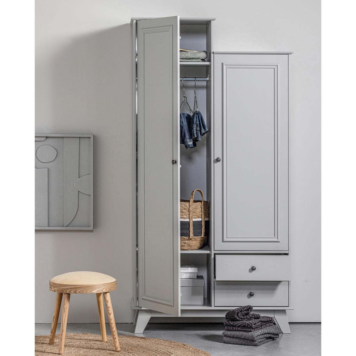 Drehtürenschrank Lily Grau - Schwarz/Grau, Basics, Holz/Metall (98/190/41cm) - MID.YOU