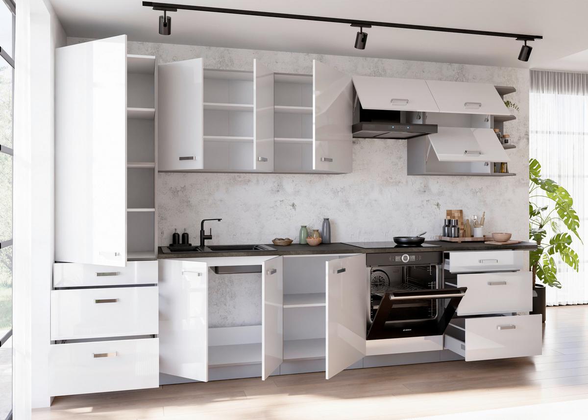 Blok Kuhinja Bianca - boja hroma/siva, Moderno, metal/pločasti materijal (350/214/60cm) - Modern Living
