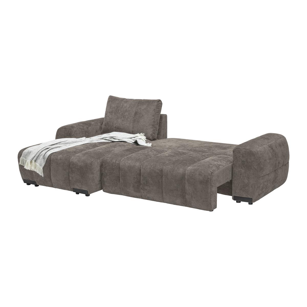 Wohnlandschaft Bolonia Graubraun - Schwarz Hochglanz/Graubraun, MODERN, Textil/Metall (166/93/273cm) - Mömax