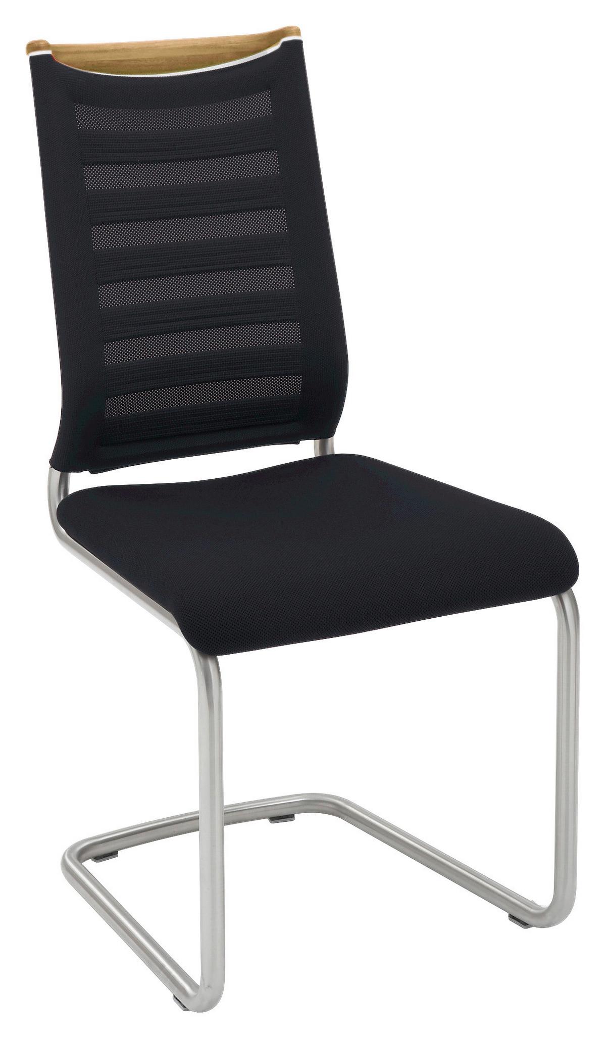 KRZESŁO NA PŁOZIE LILLI - kolor dębowy/kolor stalowy, Design, metal/drewno (47/99/59cm) - Venjakob