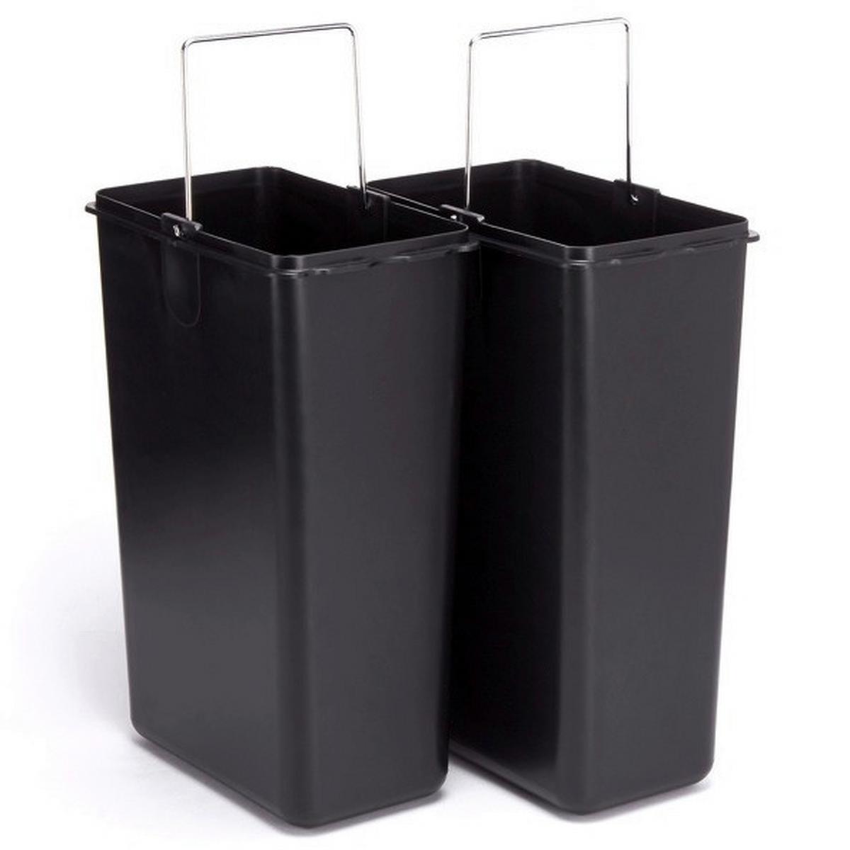 Treteimer 100352 - Silberfarben/Schwarz, Basics, Kunststoff/Metall (31/26,5/39,5cm)