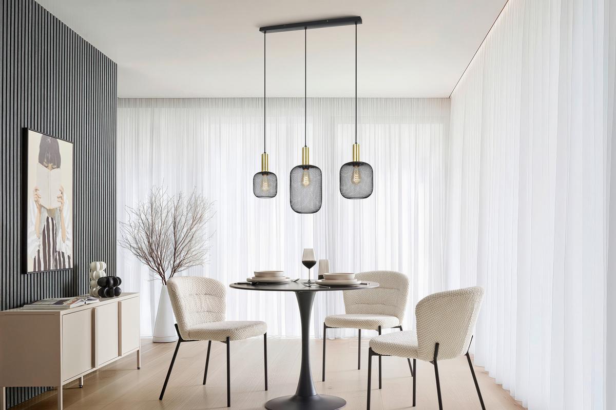 Függőlámpa Drato - fekete/aranyszínű, Modern, fém (81.5/20/120cm) - Mömax