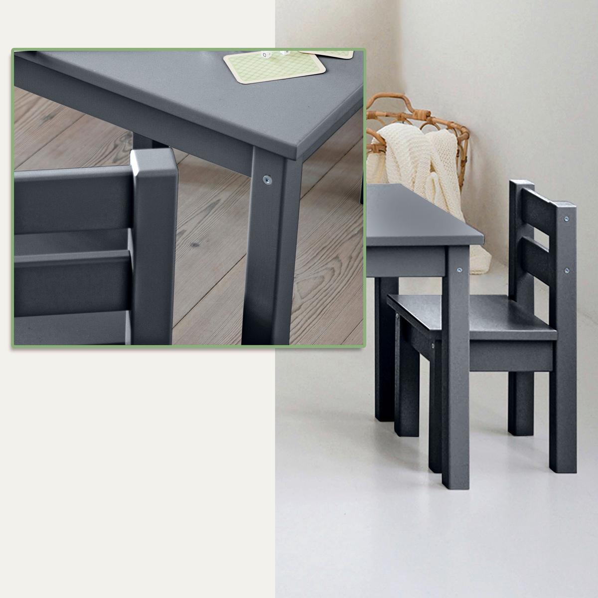 Kindersitzgruppe MADS Dunkelgrau Kiefer teilmassiv - Dunkelgrau, MODERN, Holz - MID.YOU