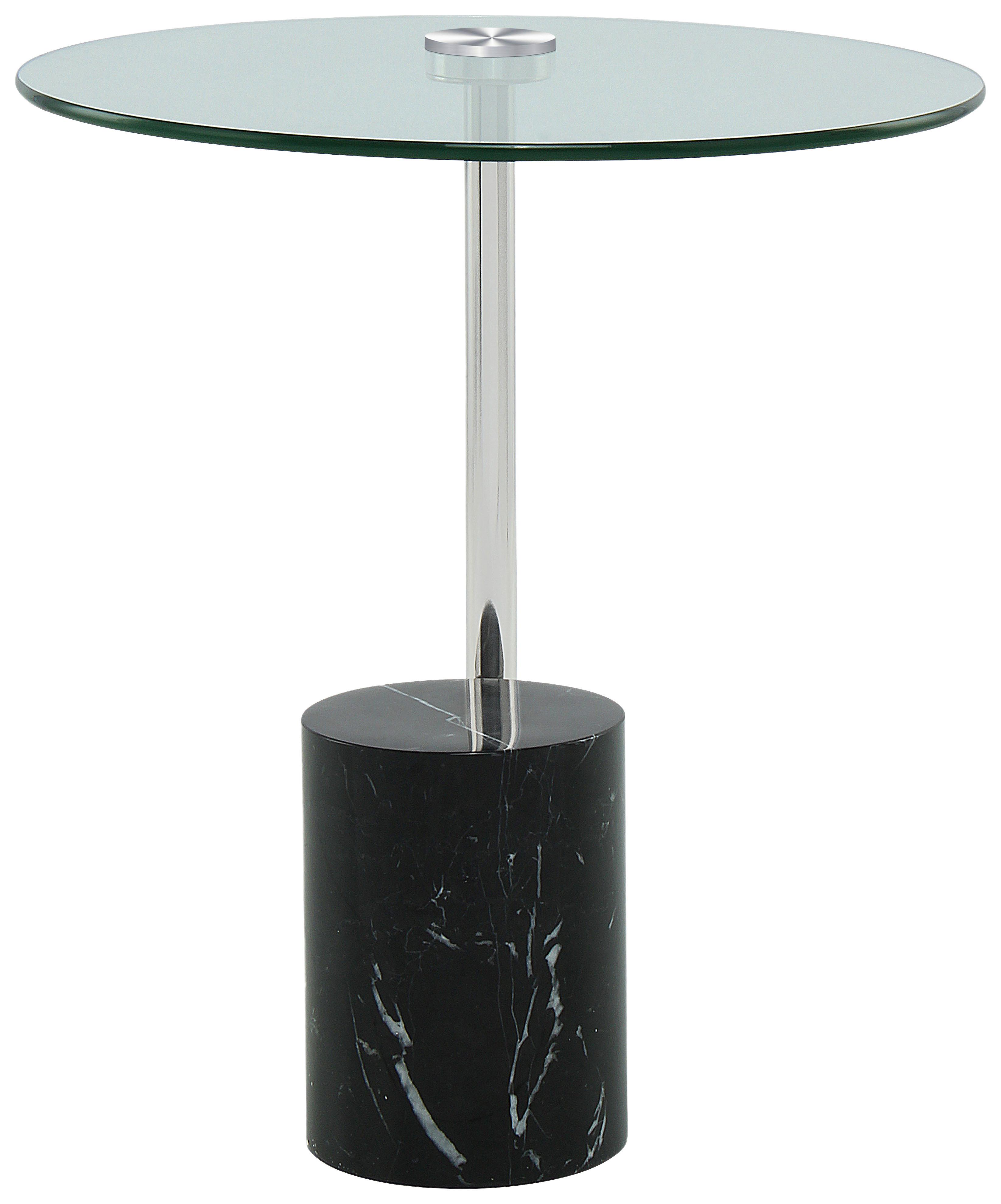 Beistelltisch Rosario 525 Silber / Schwarz - Silberfarben/Schwarz, Design, Glas/Stein (44/44/50cm) - Kayoom