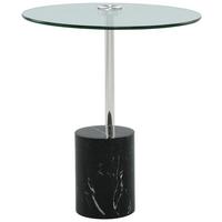 Beistelltisch Rosario 525 Silber / Schwarz - Silberfarben/Schwarz, Design, Glas/Stein (44/44/50cm) - Kayoom