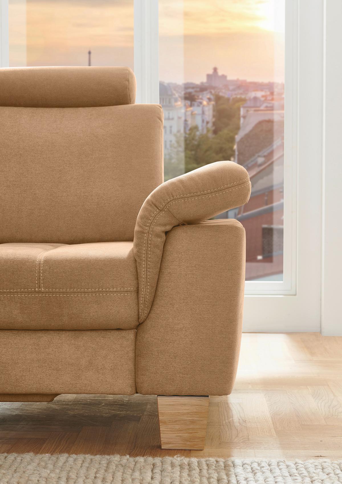 Sedežna Garnitura Pp-La23117 - bež/barve konjaka, Moderno, tekstil/leseni material (253/45/221cm) - Premium Living