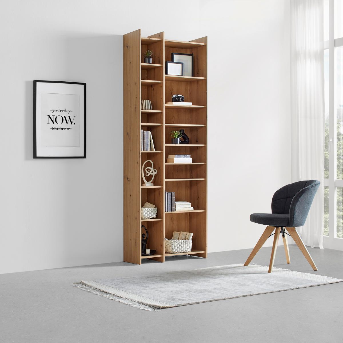 Regal Benny in Eiche Artisan - Schwarz/Eiche Artisan, Modern, Holzwerkstoff/Kunststoff (80/226,2/32cm) - Mömax