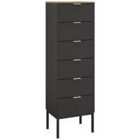 Visoka Komoda Lima, Barva Grafita, Barva Hrasta - barve aluminija/barve grafita, Trend, kovina/leseni material (40/138/42cm) - Stylife