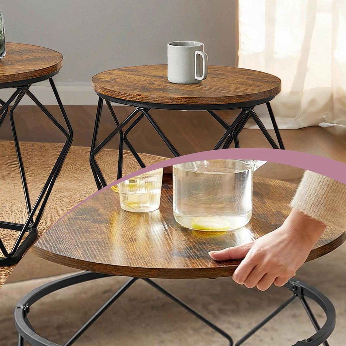 Couchtisch Ø ca. 60 cm Braun/Schwarz - Schwarz/Braun, MODERN, Holzwerkstoff/Metall (60/60/45cm) - MID.YOU