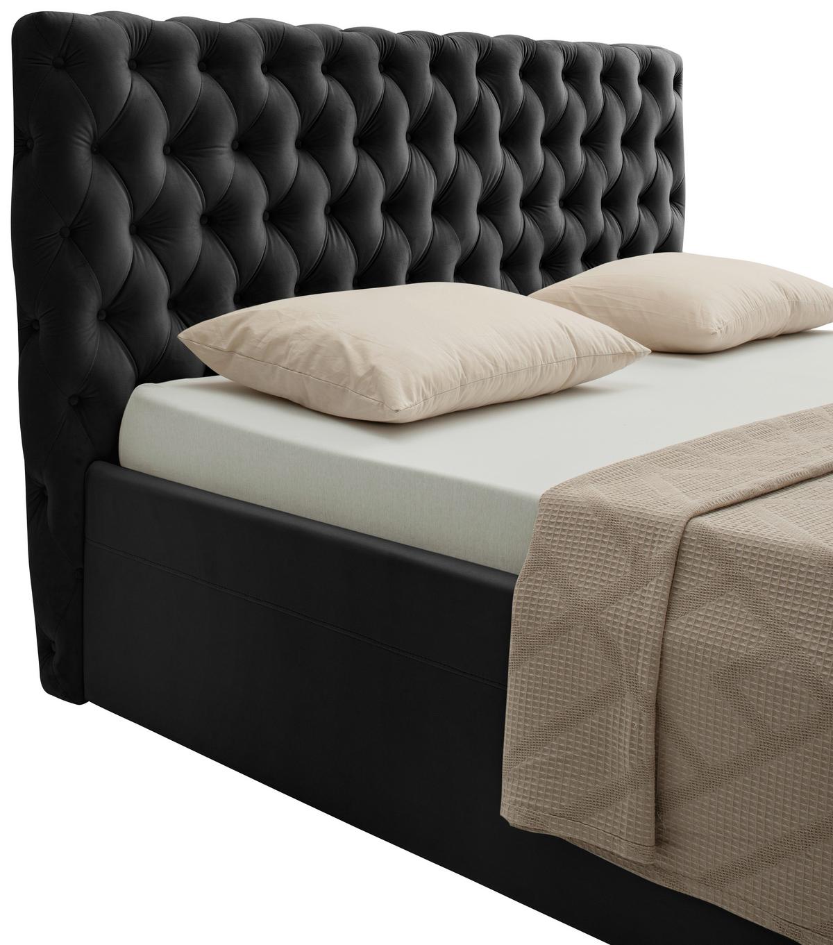 Polsterbett Katar Grau ca. 160x200cm - Schwarz/Grau, KONVENTIONELL, Textil (160/200cm) - Mömax