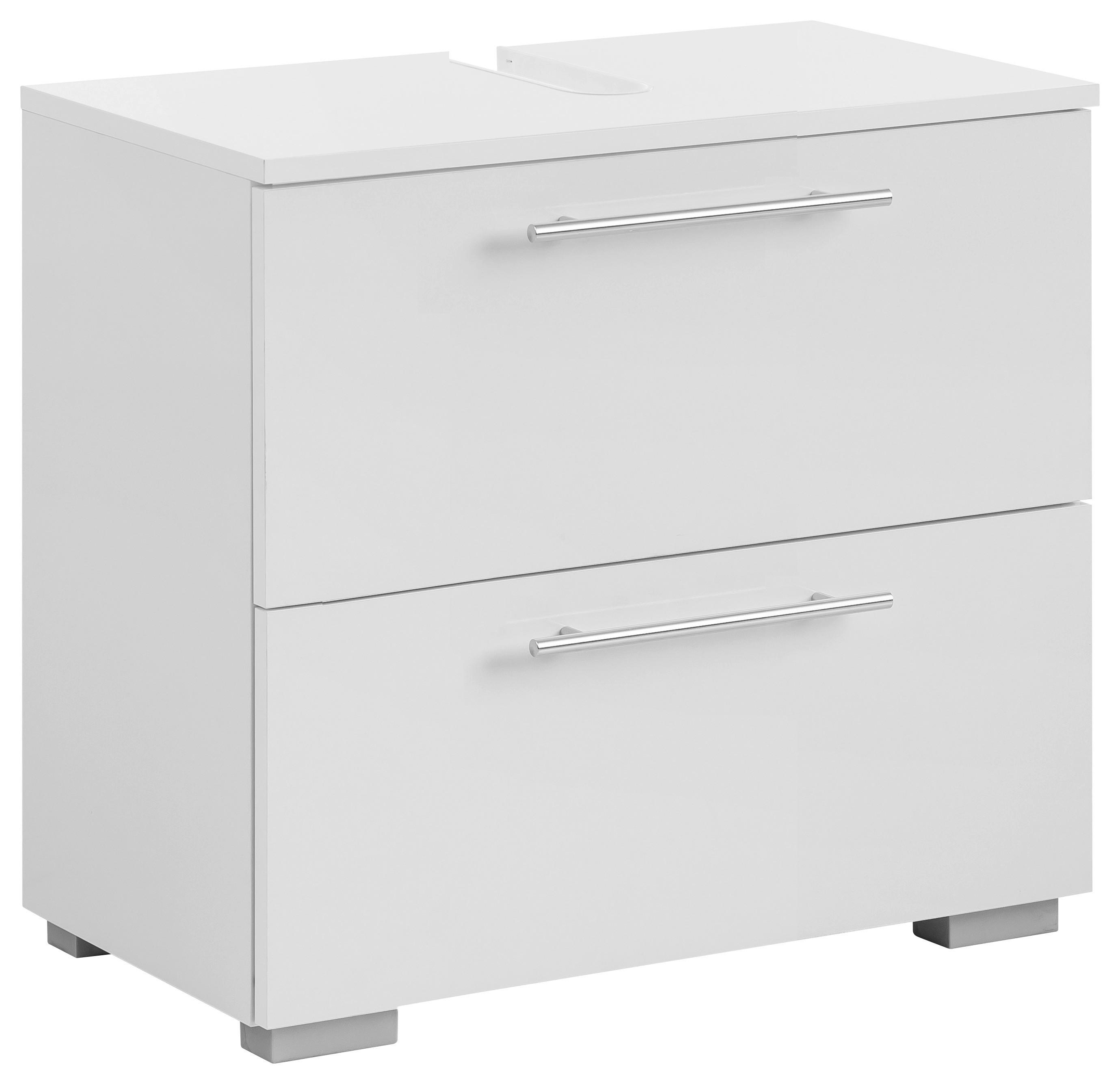 Waschbeckenunterschrank , weiß - Chromfarben/Silberfarben, KONVENTIONELL, Holzwerkstoff/Metall (60,2/59,1/35cm) - MID.YOU