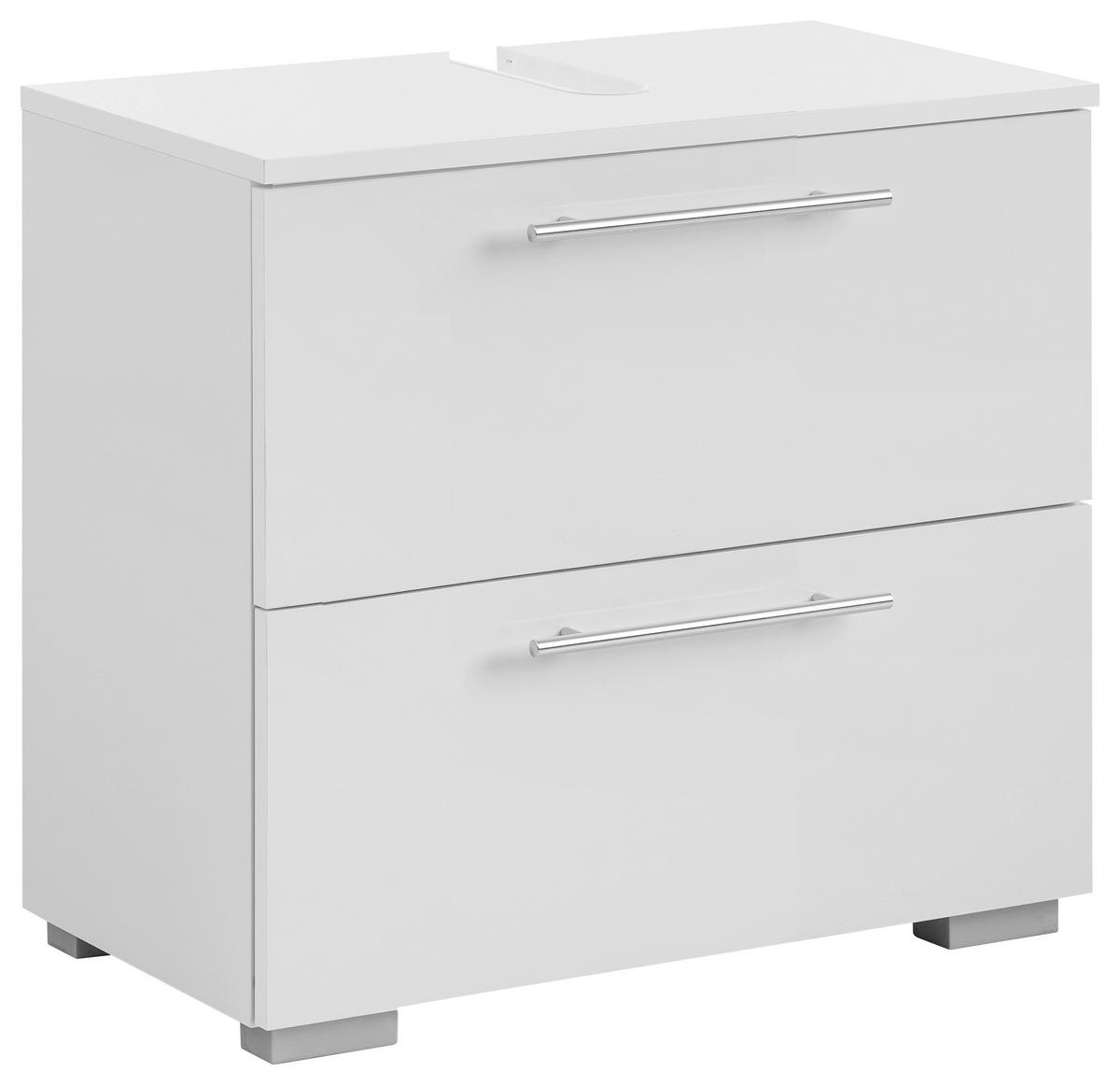 Waschbeckenunterschrank , weiß - Chromfarben/Silberfarben, KONVENTIONELL, Holzwerkstoff/Metall (60,2/59,1/35cm) - MID.YOU
