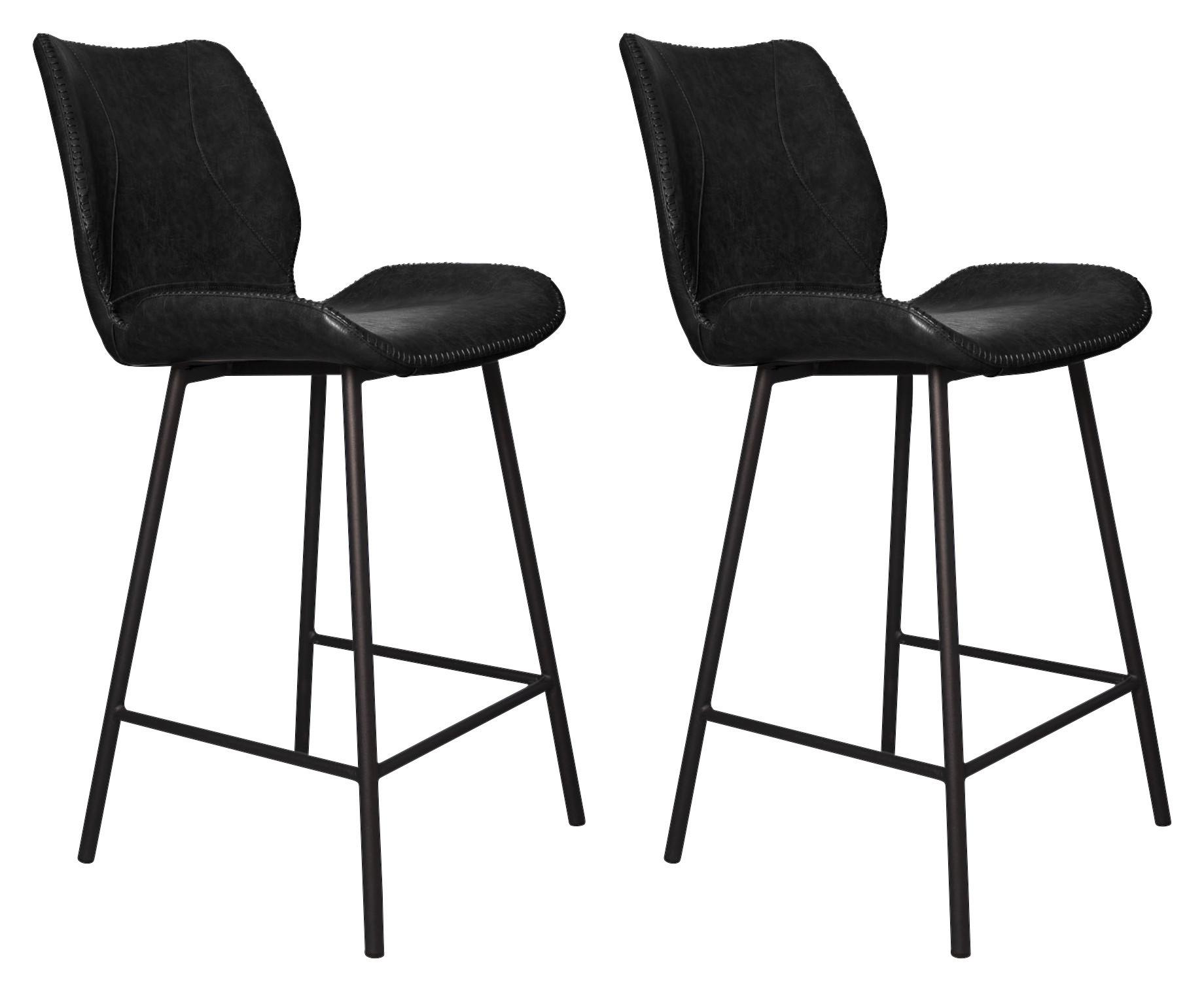 Barhocker-Set Barron 2er-Set ca. 47x99 cm Schwarz - Schwarz, KONVENTIONELL, Kunststoff/Textil (47/99/55cm) - MID.YOU