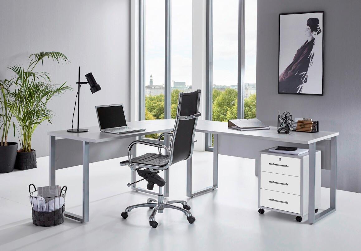 Büro Office Edition Set 1 Grau/Weiß - Weiß Hochglanz/Grau, MODERN - MID.YOU
