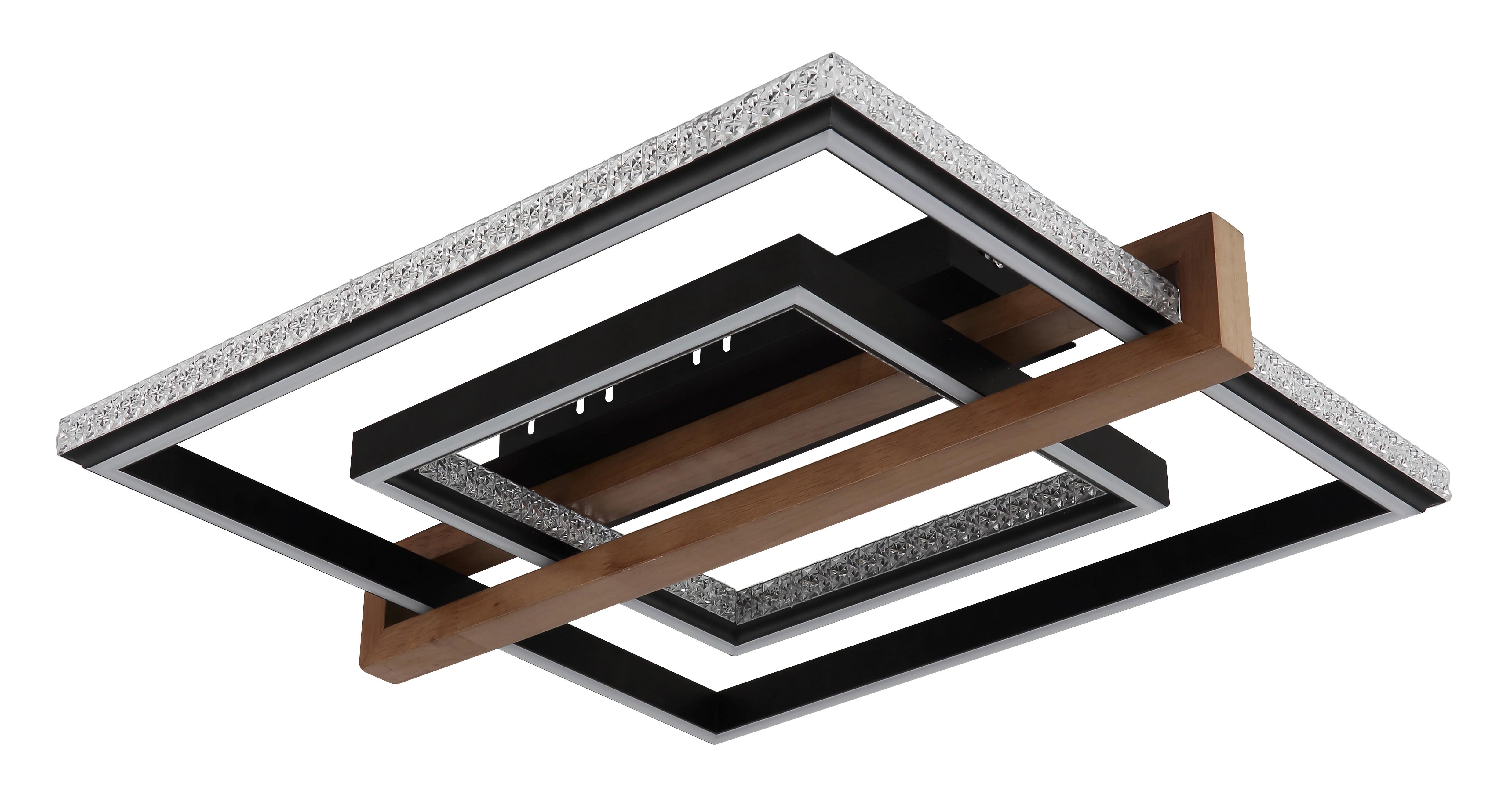 LED-DECKENLEUCHTE 48137  DELORIS - Klar/Dunkelbraun, Basics, Holz/Kunststoff (50/55/11,5cm) - Globo