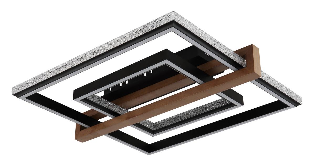 LED-DECKENLEUCHTE 48137  DELORIS - Klar/Dunkelbraun, Basics, Holz/Kunststoff (50/55/11,5cm) - Globo