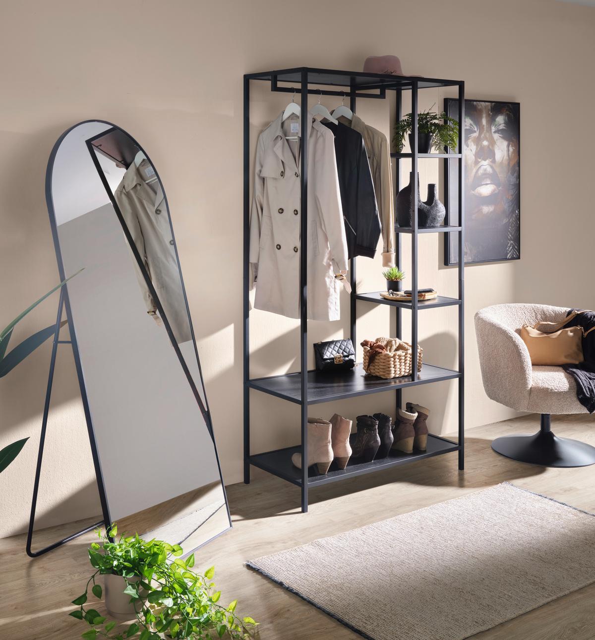 Regal in Schwarz - Schwarz, Design, Holzwerkstoff/Metall (100/190/44cm) - Based