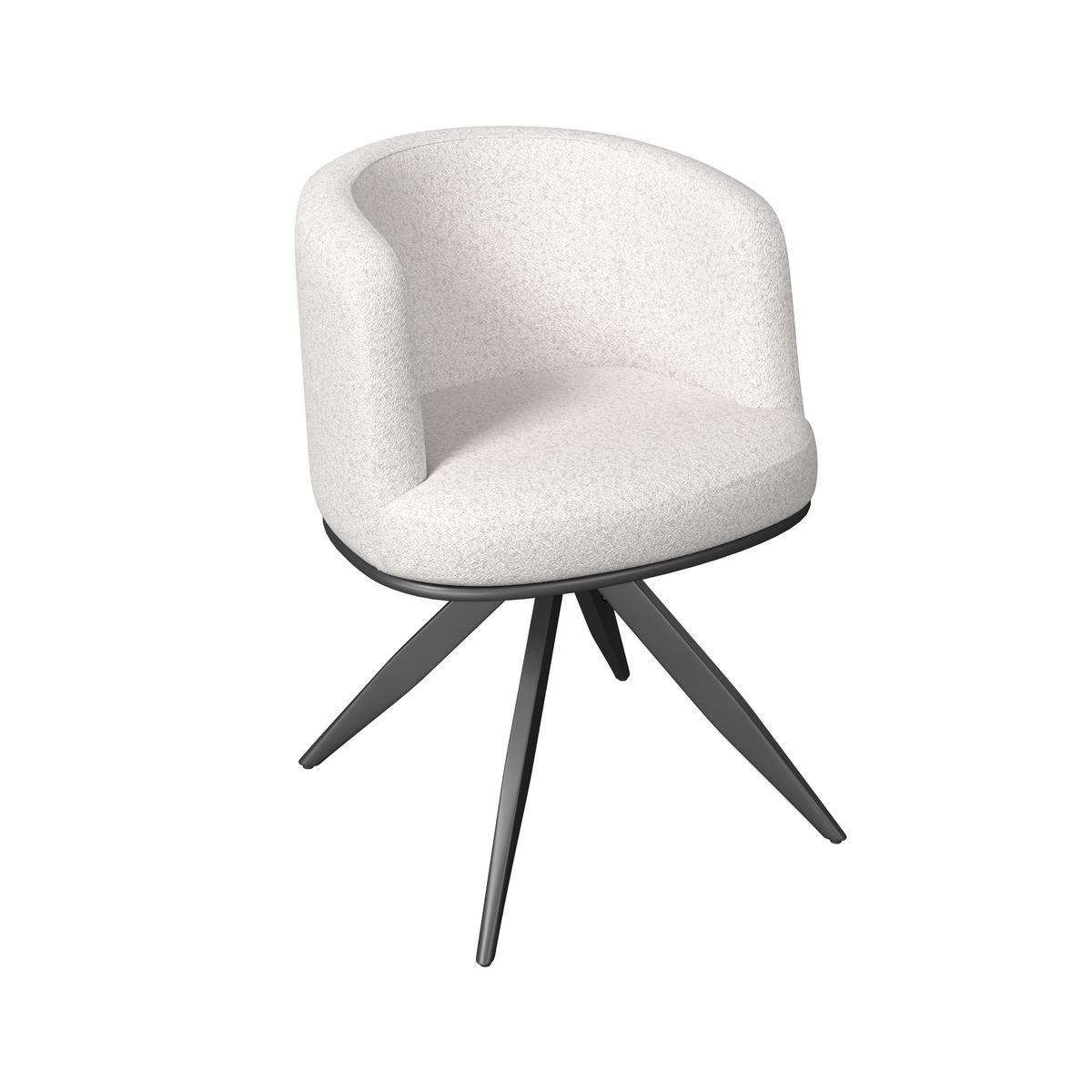 Armlehnstuhl Nela Steingrau Bouclé Drehbar Gepolstert - Schwarz/Grau, MODERN, Holz/Textil (62/77/62cm) - Bessagi Home