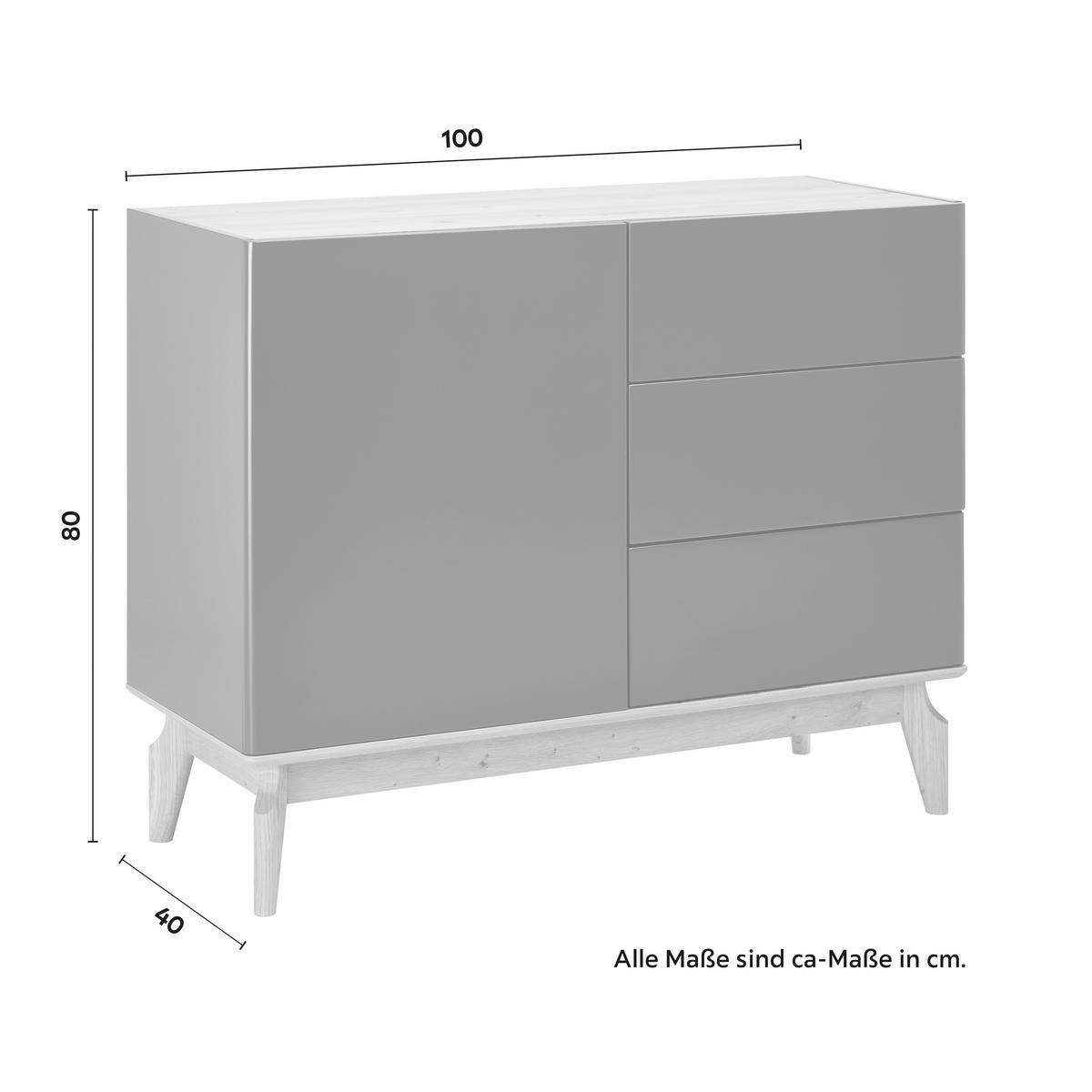 Sideboard Fosco Grau/Eichefarben Echtholz - Eichefarben/Grau, MODERN, Holz (100/80/40cm) - Bessagi Home