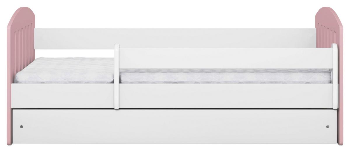 Otroška Postelja Classic 1, Bela, Roza, 80x160cm - pink/bela, Moderno, tekstil/leseni material (80/160cm) - MID.YOU