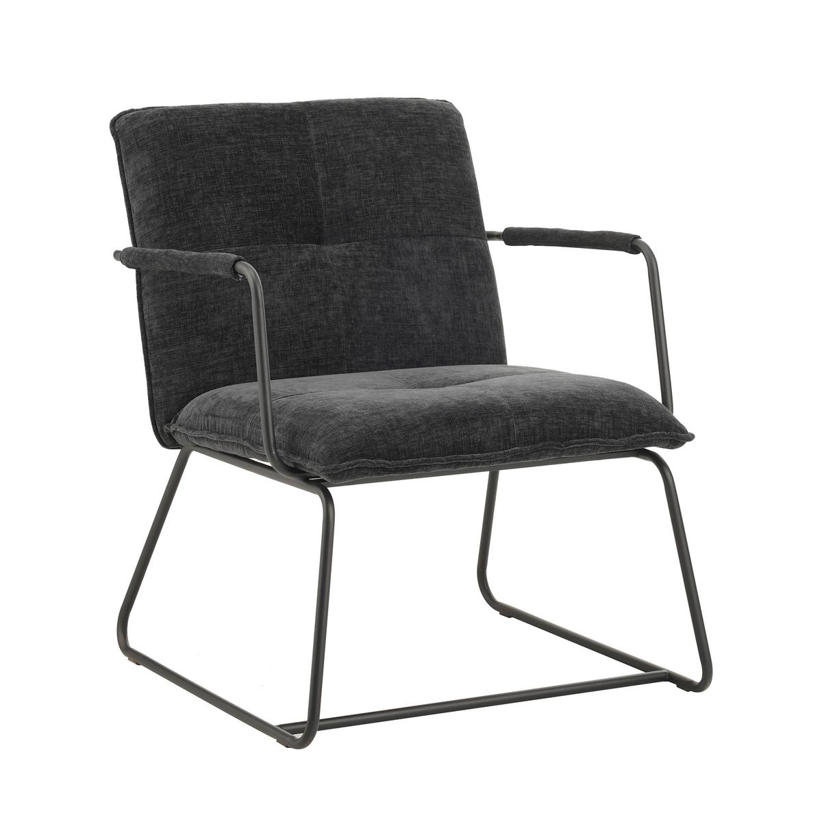 Naslanjač Bilbao, Črna - črna, Moderno, kovina/tekstil (65/80/68cm) - MID.YOU