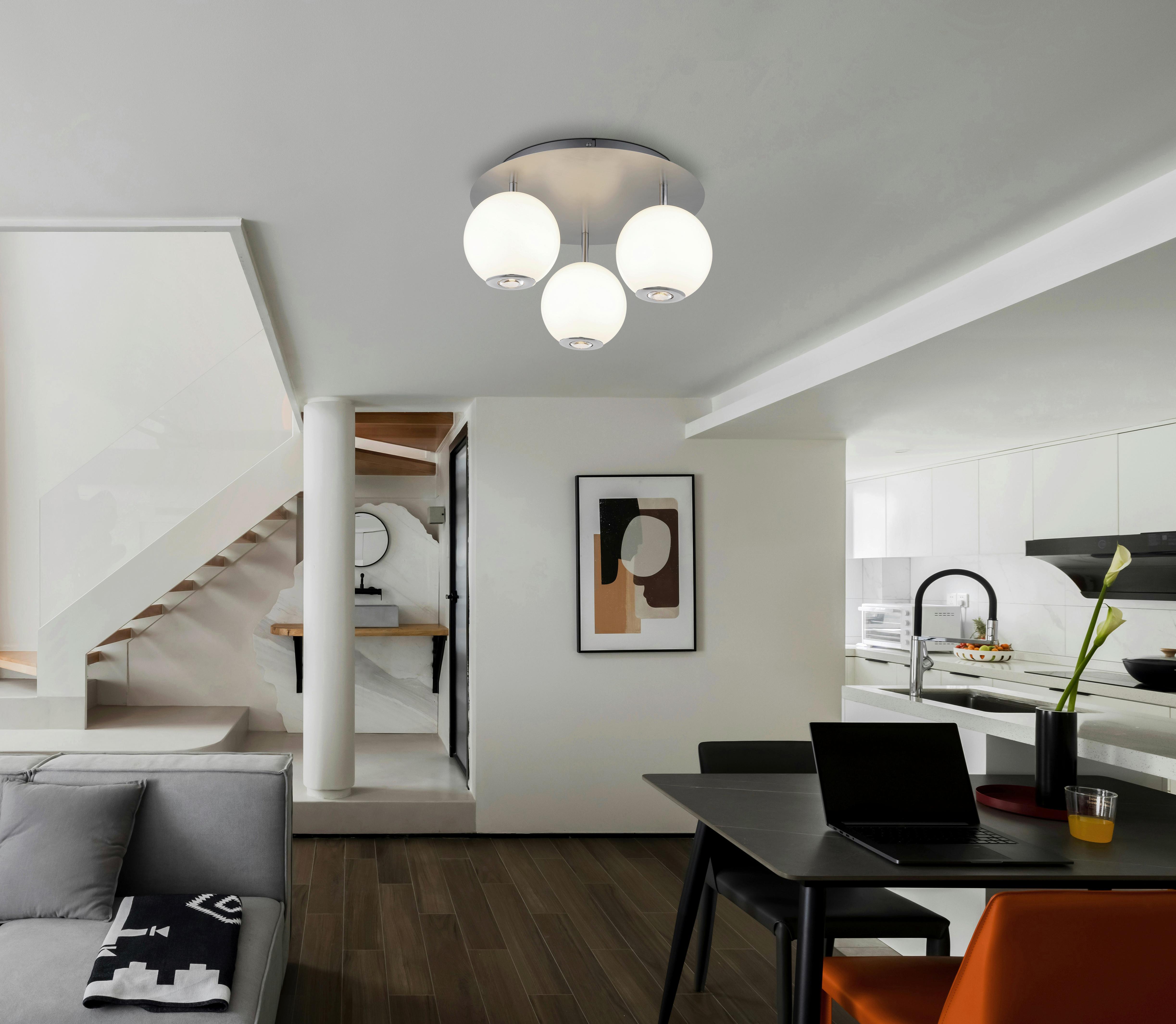 LED-DECKENLEUCHTE 16062-3D SIMMONS - Klar/Chromfarben, Konventionell, Glas/Kunststoff (42/25cm) - Globo