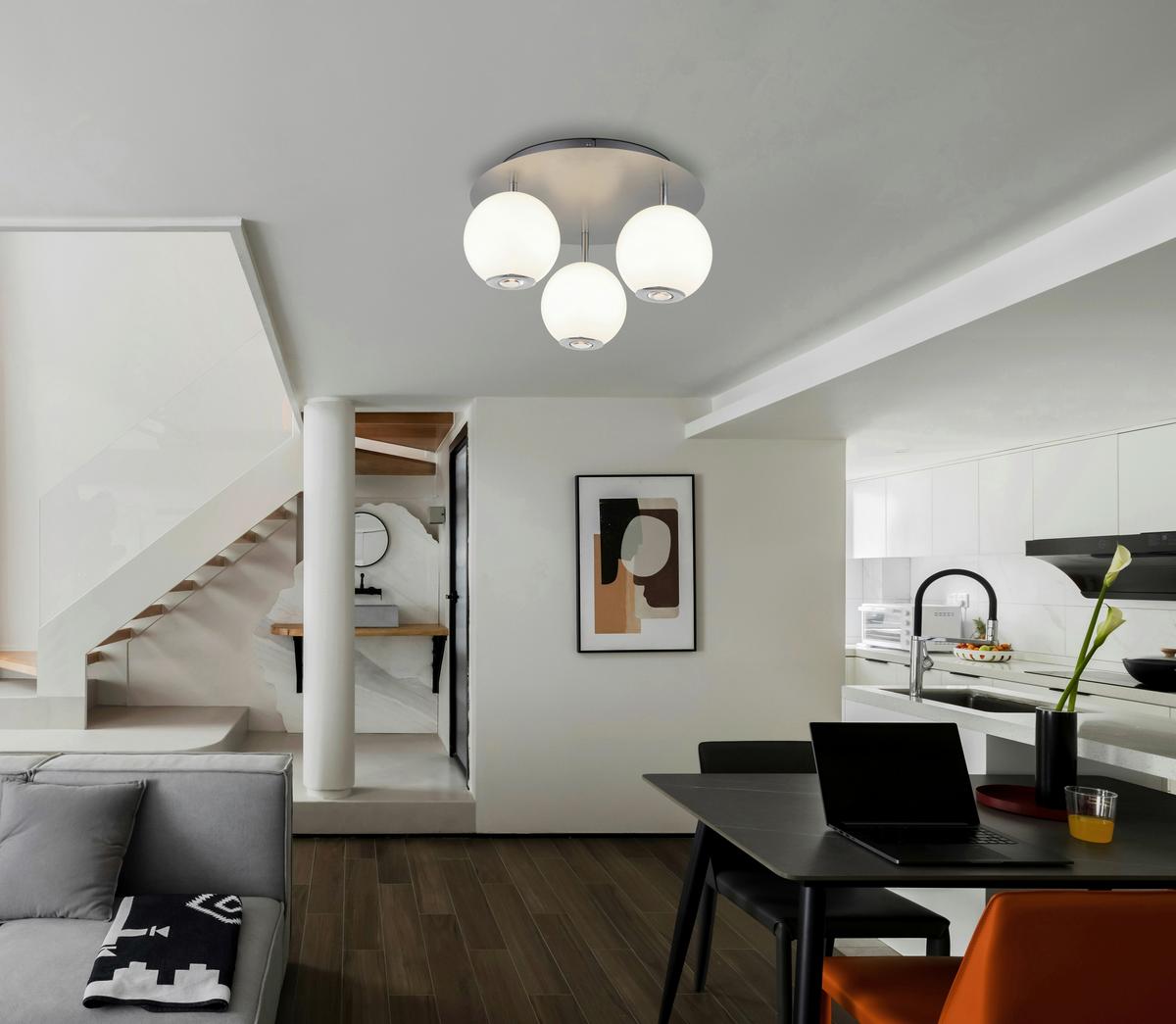 LED-DECKENLEUCHTE 16062-3D SIMMONS - Klar/Chromfarben, Konventionell, Glas/Kunststoff (42/25cm) - Globo