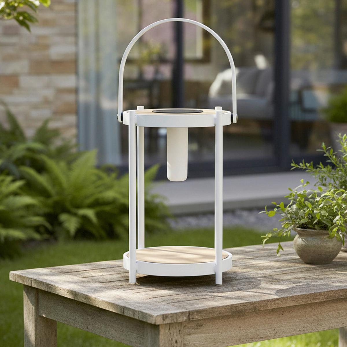 Solarleuchte Piola Weiß Solar - Weiß, MODERN, Kunststoff/Metall (20/29/20cm) - Bessagi Garden