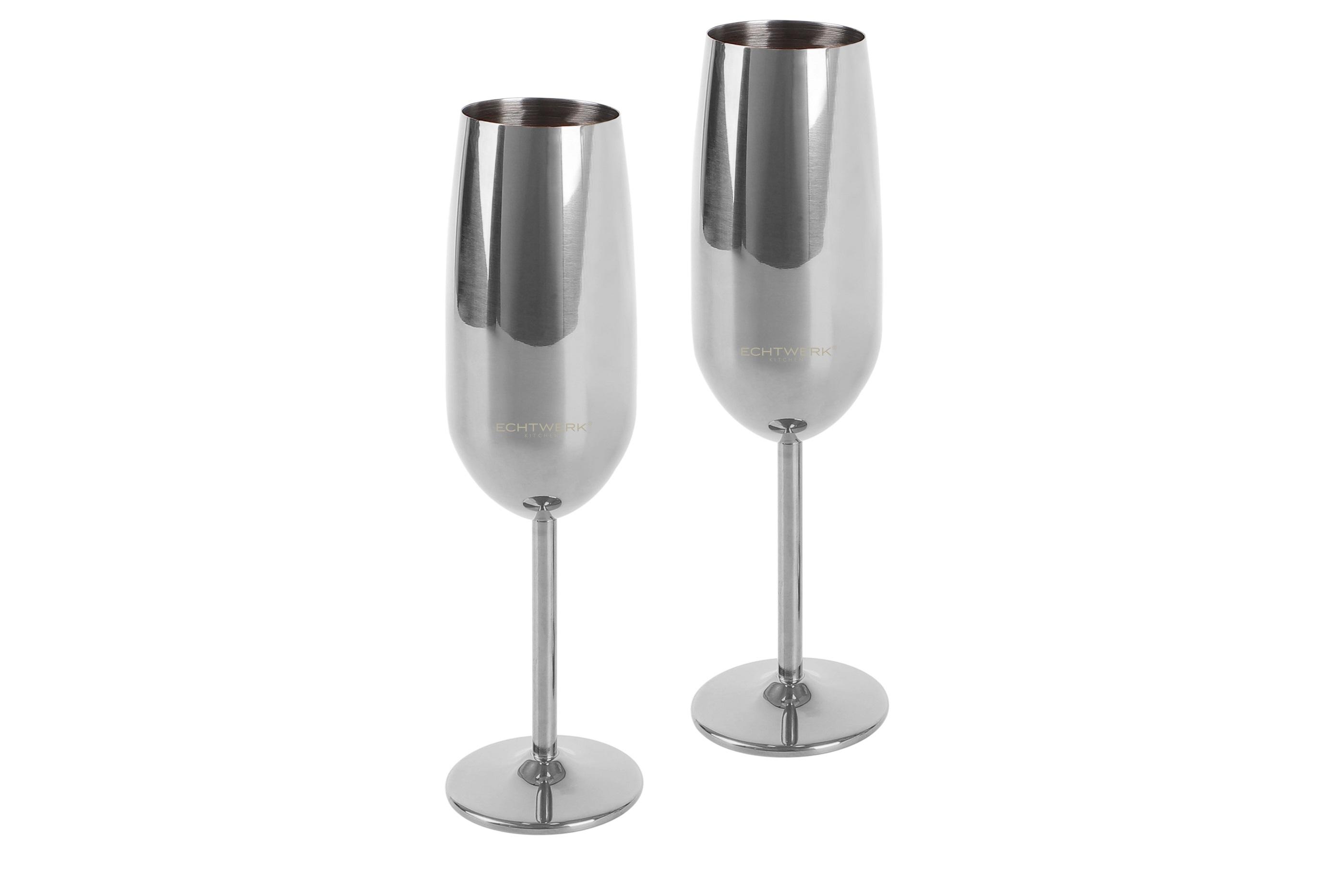 Gläserset Guiliana ca. 250ml, 2-teilig - Silberfarben, MODERN, Metall (22,5cm) - Echtwerk