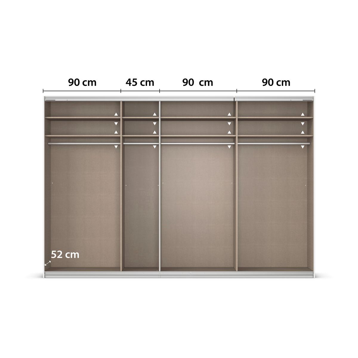 DULAP USI CULISANTE FELDKIRCH - argintiu/alb, Modern, sticlă/material pe bază de lemn (315/229/62cm)