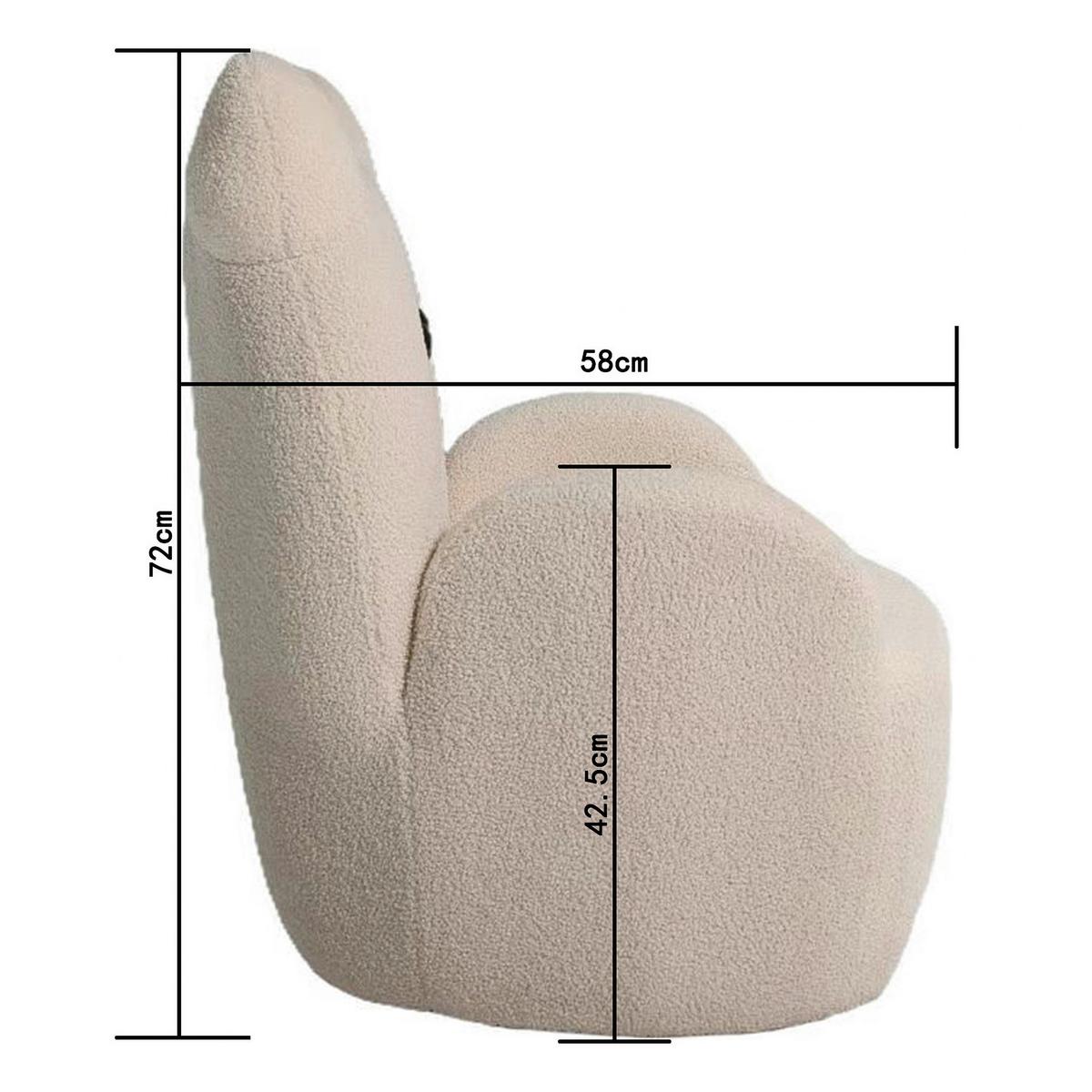 Sessel Kitti Weiß Teddystoff - Weiß, ROMANTIK / LANDHAUS, Holz/Textil (59/40/72cm) - Mömax