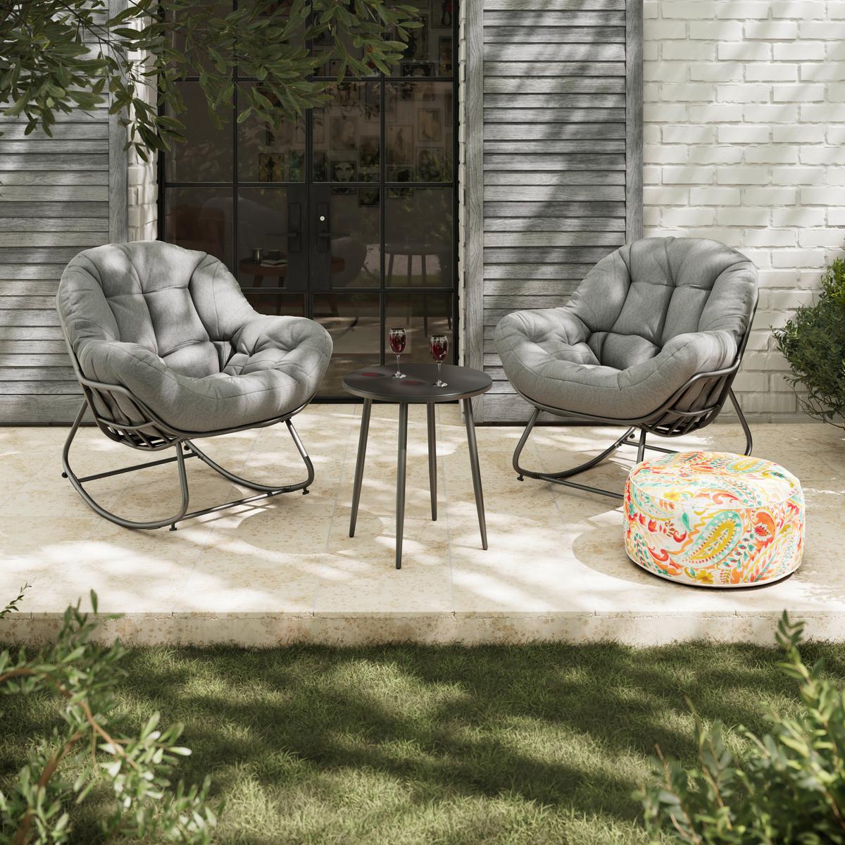 Balkonski Set Isabel - svijetlo siva/crna, Moderno, tekstil/metal (92/111/87cm) - Bessagi Garden