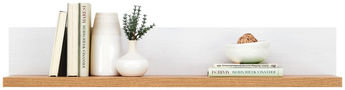 REGAŁ ŚCIENNY ROVIGIO - kolor dębowy/biały, Basics, materiał drewnopochodny (97/18/20cm) - MID.YOU