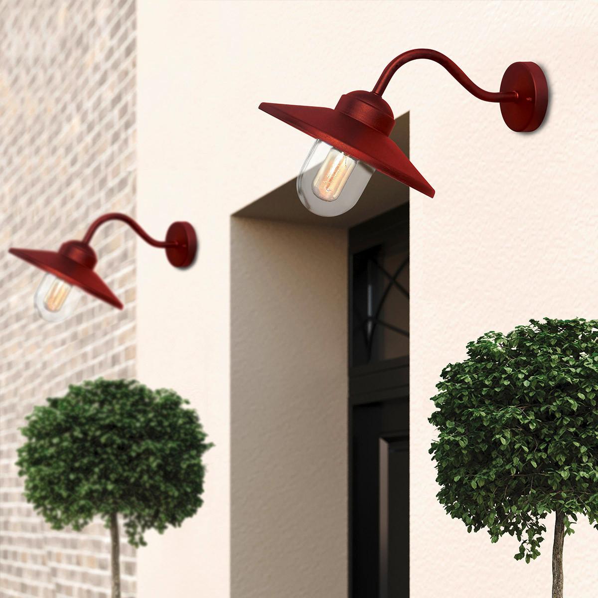 Kültéri Falilámpa Klampenborg-Oxr - piros, Konventionell, üveg/fém (42/27.5/25.5cm) - Elstead Lighting