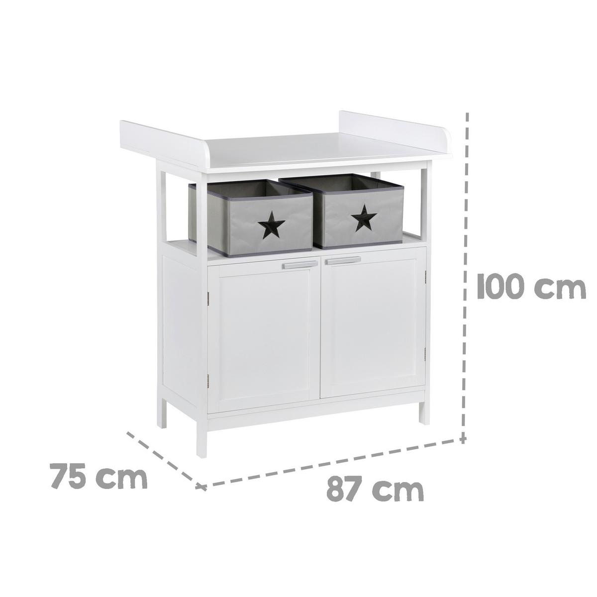 Wickelkommode White Weiß/Silber - Weiß, ROMANTIK / LANDHAUS, Holzwerkstoff/Kunststoff (87/100/75cm) - Based