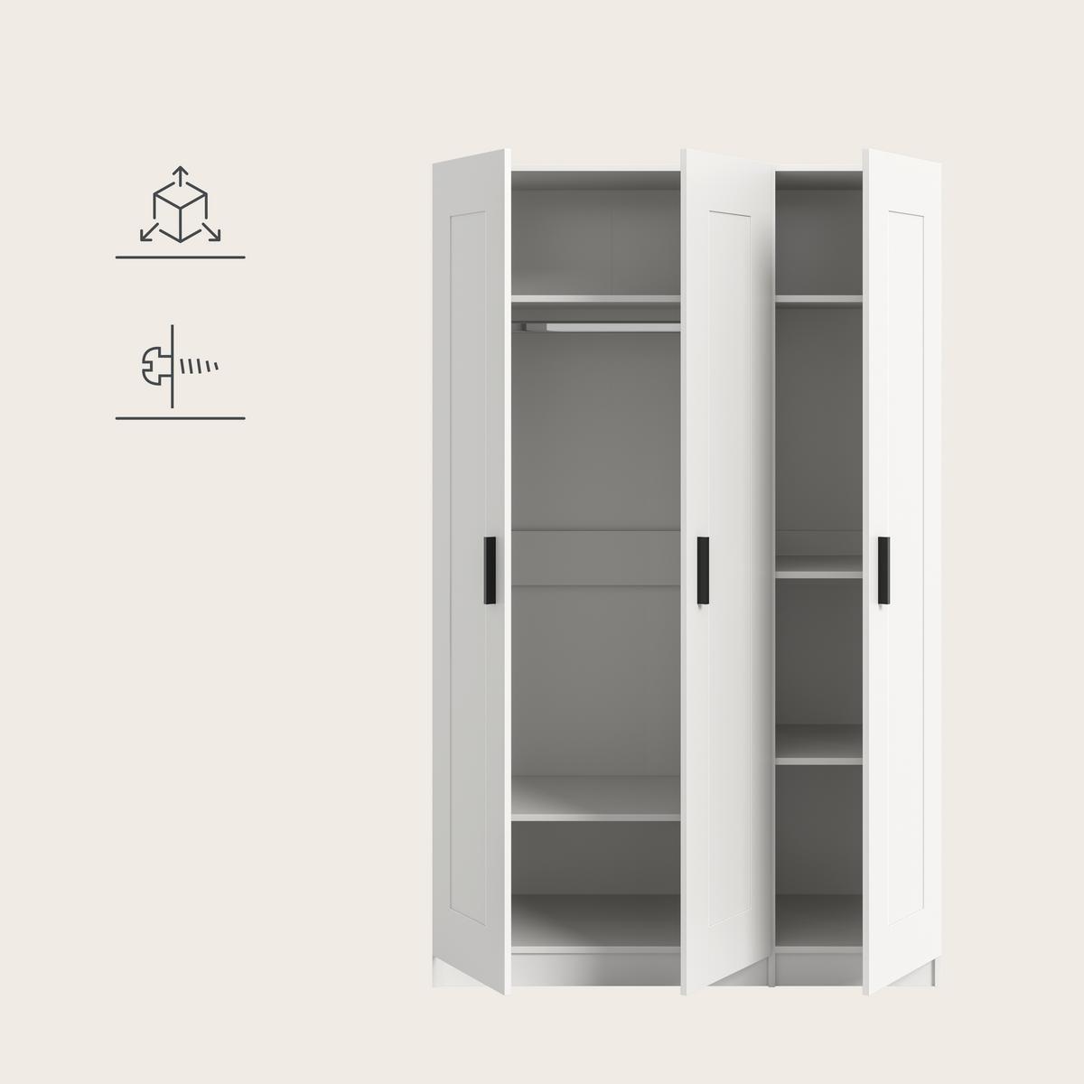 Drehtürenschrank Visby Weiß - Schwarz/Weiß, ROMANTIK / LANDHAUS, Holzwerkstoff/Kunststoff (120/195/56cm) - Livetastic