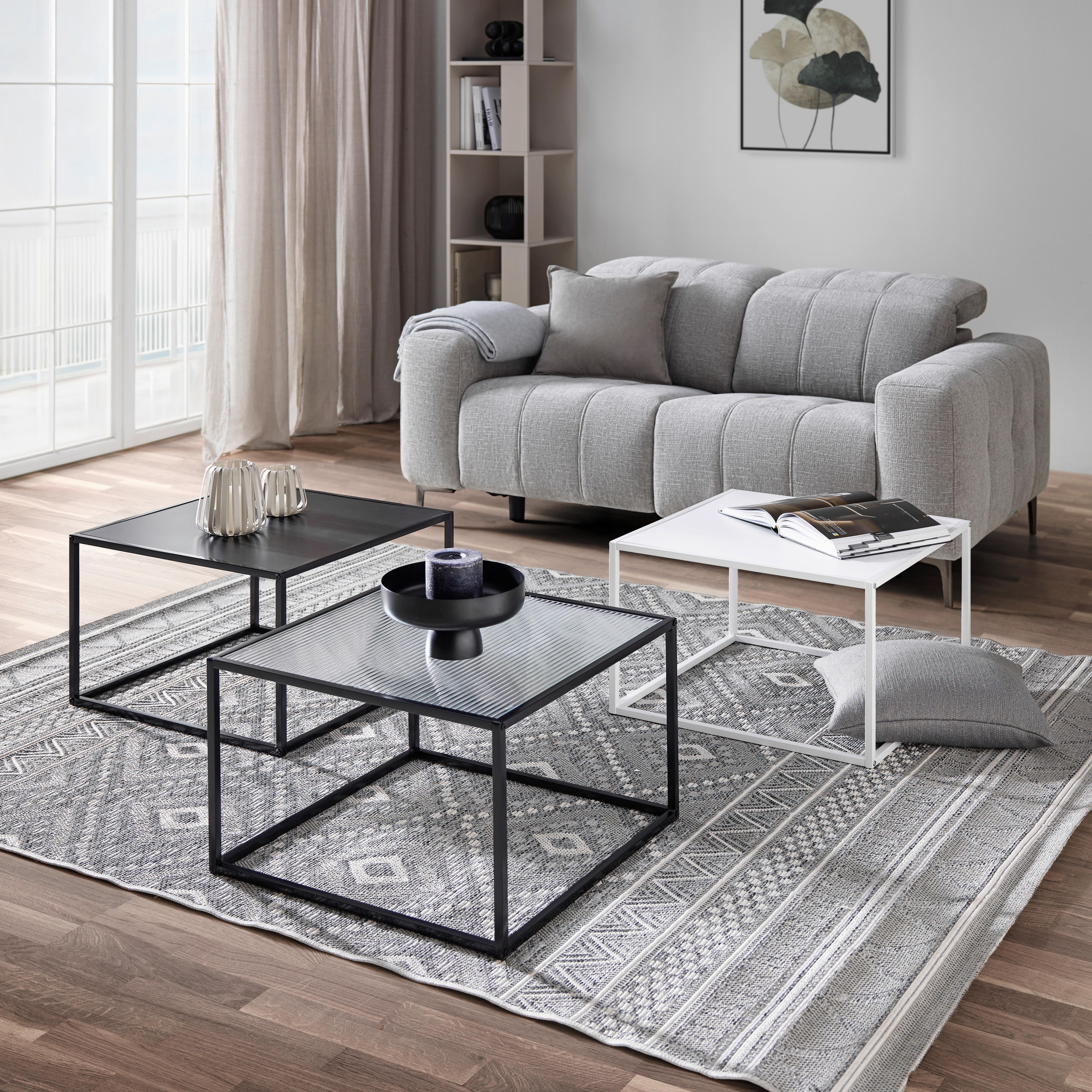 SOFFBORD KUBO -BASED- - svart, Modern, metall/glas (60/60/38cm) - Based