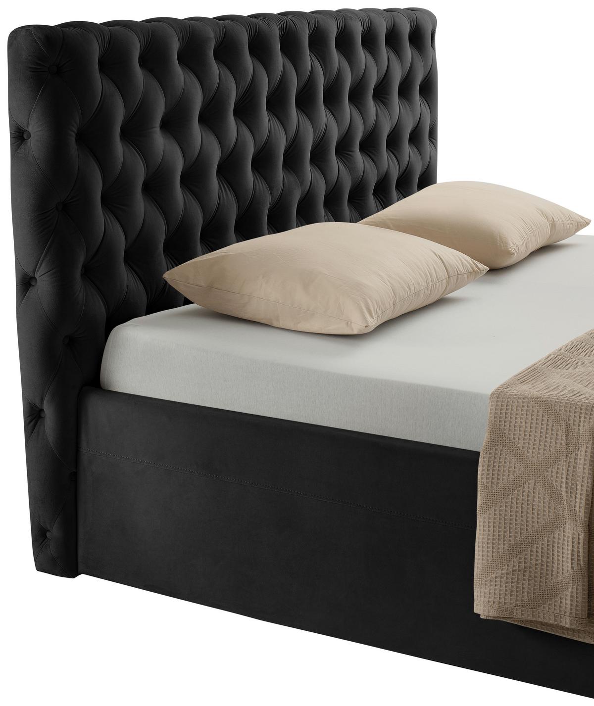 Polsterbett Katar Grau ca. 160x200cm - Schwarz/Grau, KONVENTIONELL, Textil (160/200cm) - Mömax