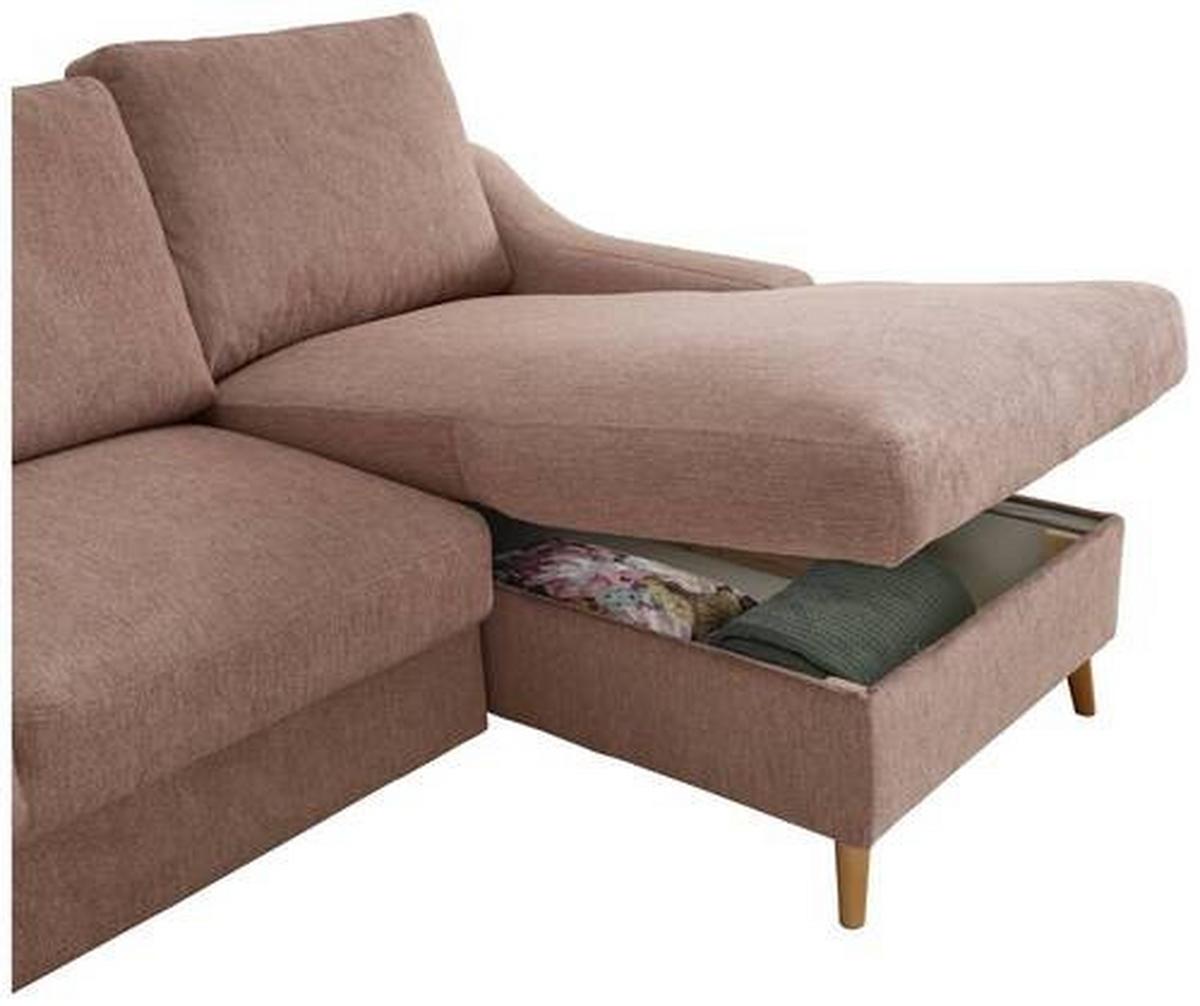 Wohnlandschaft Valentina Dunkelrosa Mikrofaser - Dunkelrosa/Naturfarben, Design, Holz/Textil (228/150cm) - MID.YOU