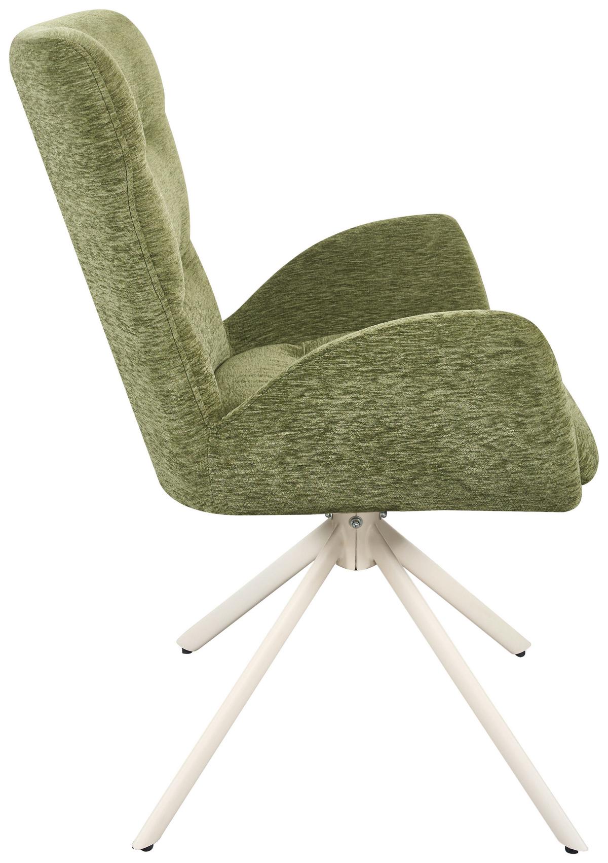 Armlehnstuhl Stella - Beige/Grün, Design, Textil/Metall (58/91/66cm) - Mömax