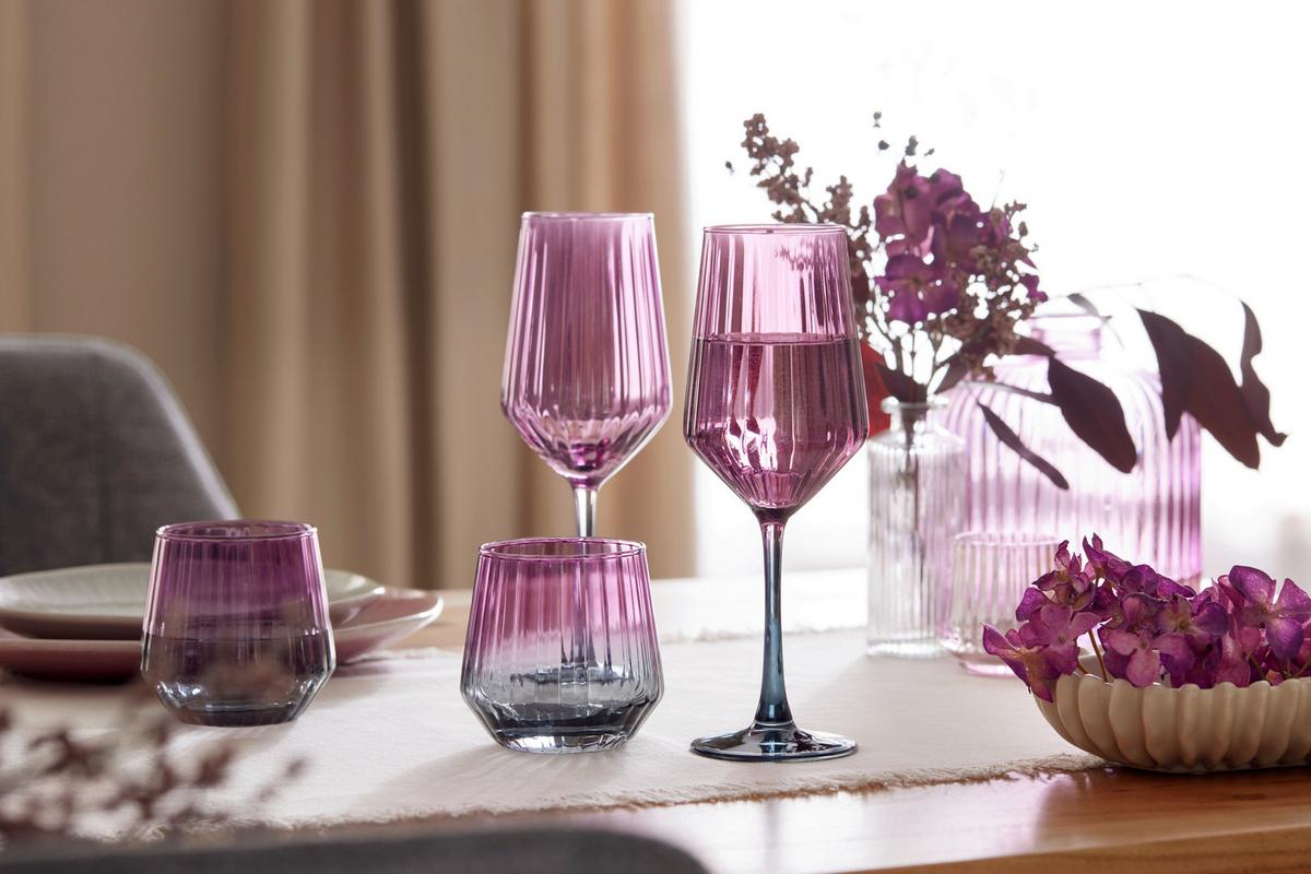 Weinglas Betty Lila/Blaugrau ca. 380ml - Lila/Blaugrau, Modern, Glas (6,2/23,2cm) - Mömax