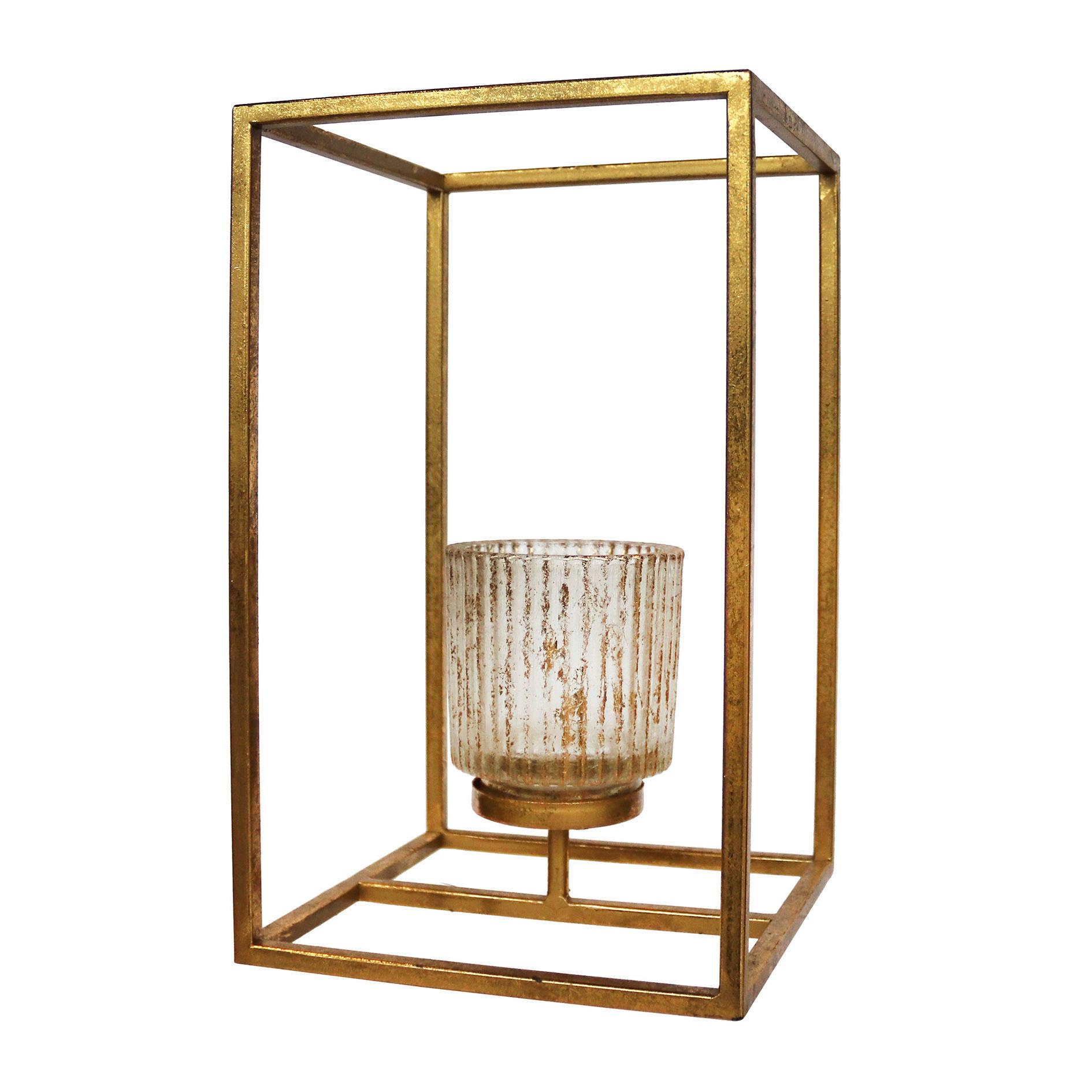 Teelichthalter 6021526LO-39 in Goldfarben - Goldfarben, Trend, Glas/Metall (18/30/18cm) - P & B