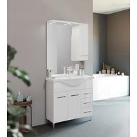 Fürdőszobablokk Smart 85 - krómszínű/fehér, Modern, faalapú anyag/kerámia (86/193/50,5cm)