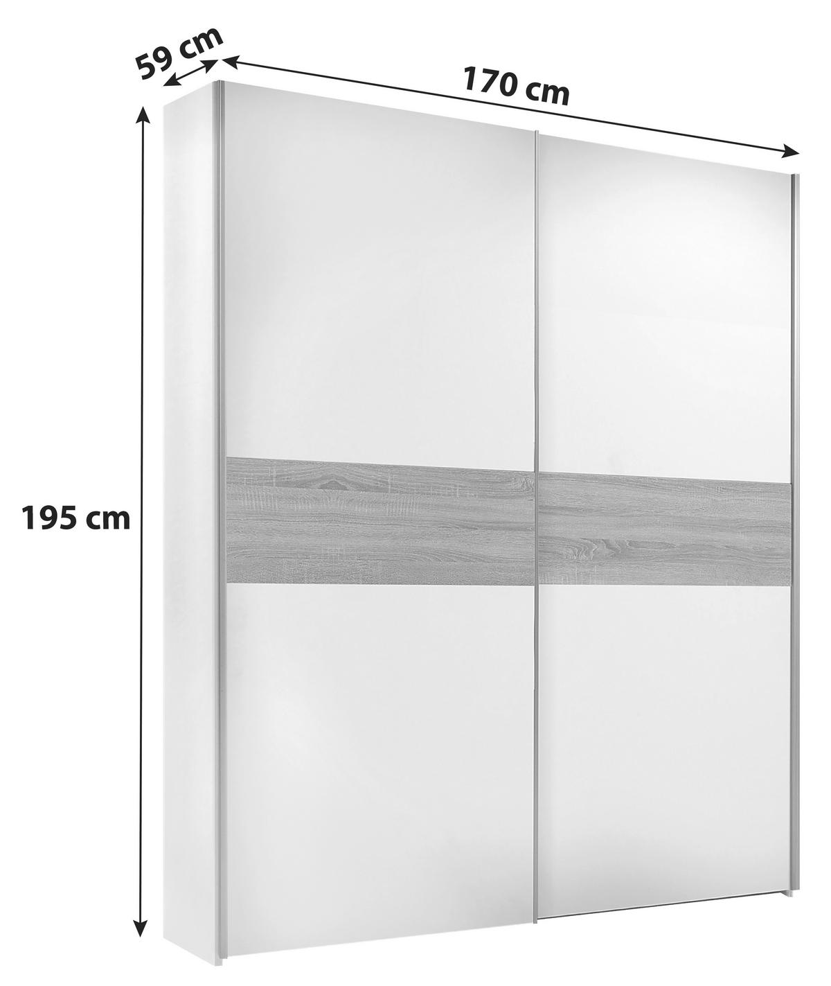 Omara Za Drsnimi Vrati Starter, Bela, Hrast, 170cm - barve hrasta/bela, Konvencionalno, kovina/leseni material (170/195/59cm) - P & B