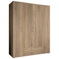Drehtürenschrank Olli Sonoma Eiche - Alufarben/Sonoma Eiche, Basics, Glas/Holzwerkstoff (160/196/54cm) - Based