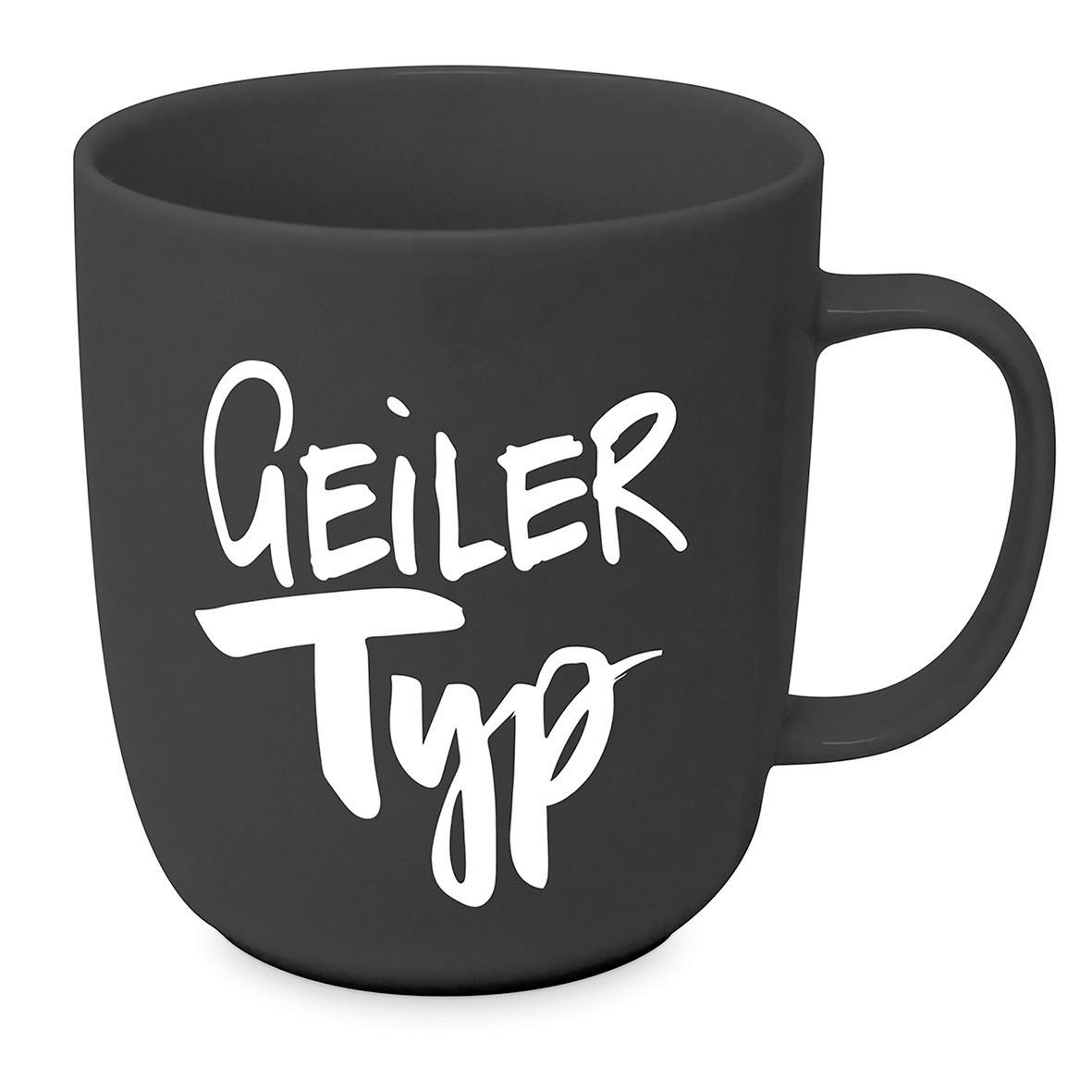Kaffeebecher Geiler Typ aus Porzellan ca. 350ml - Schwarz/Weiß, MODERN, Keramik (9/10cm)