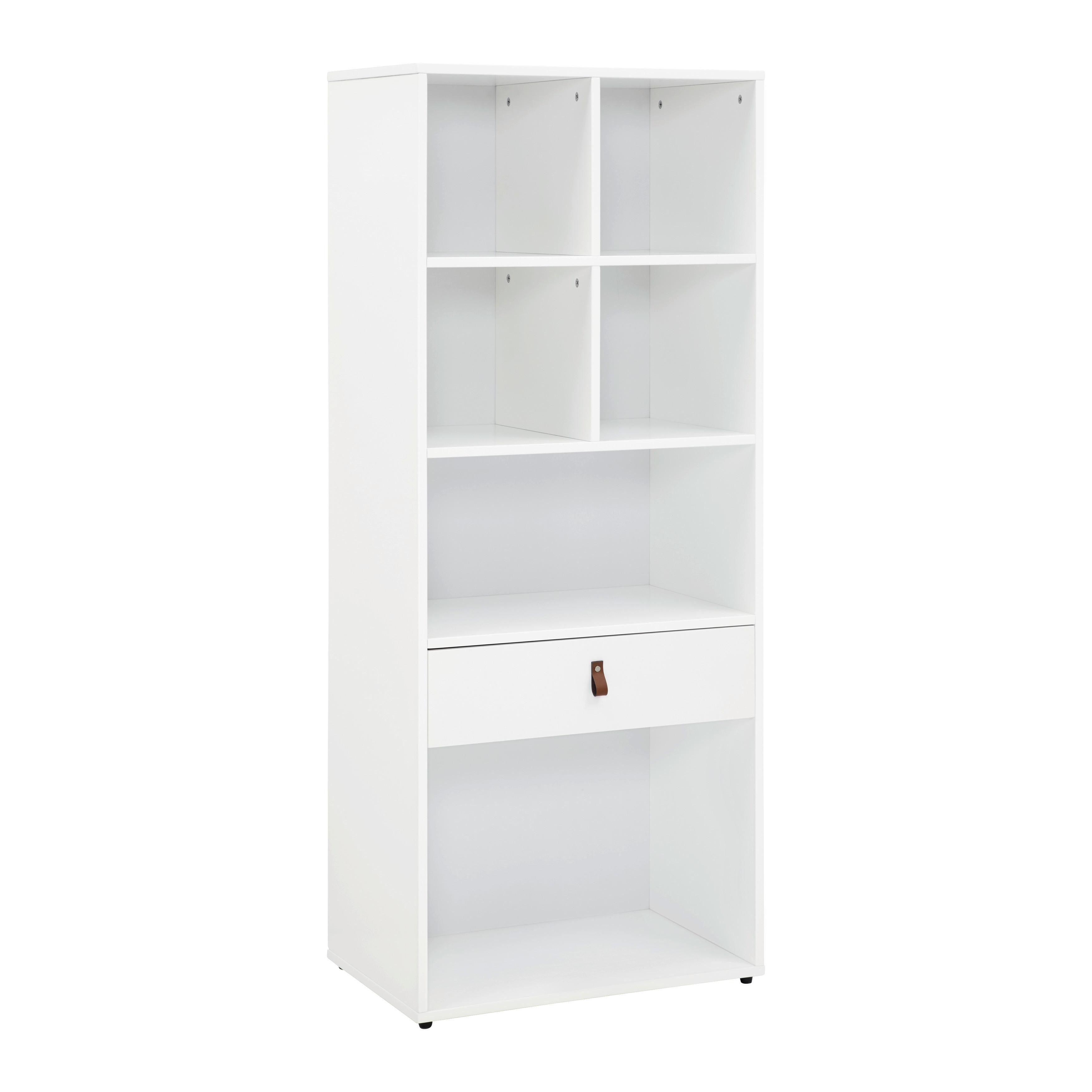 Regal Mick Weiß MDF - Schwarz/Braun, MODERN, Kunststoff/Textil (60/148,5/40cm) - Bessagi Home