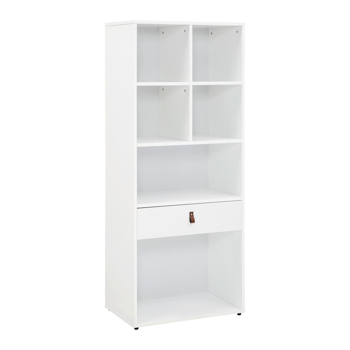 REGAL in weiß "Mick" - Weiss/Schwarz, Modern, Kunststoff/Textil (60/148,5/40cm) - Bessagi Home