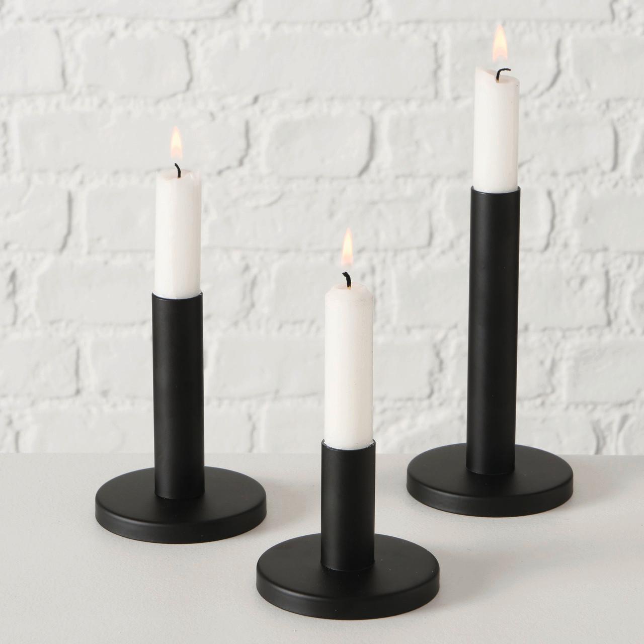 Gyertyatartó Szett Malko - fekete, Basics, fém - Modern Living